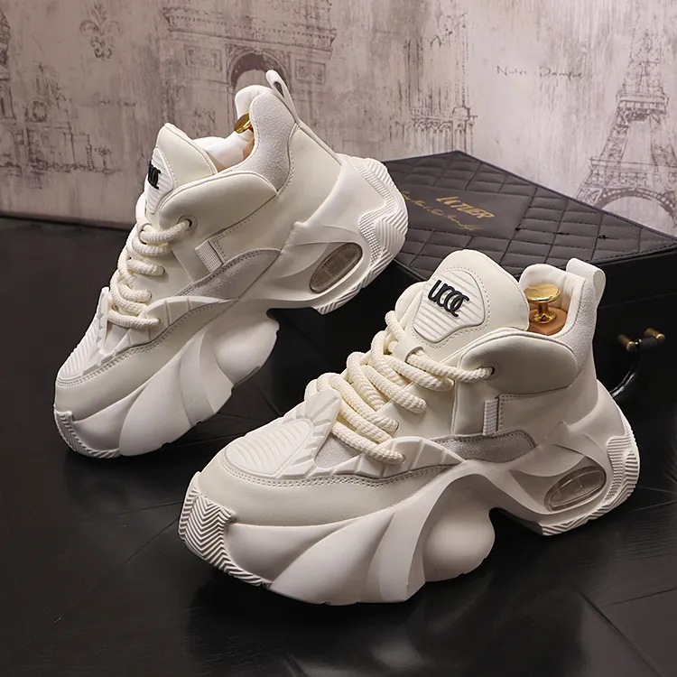 玛古芭老爹鞋男简约时尚轻奢厚底增高小白鞋韩版潮流痞帅休闲男鞋