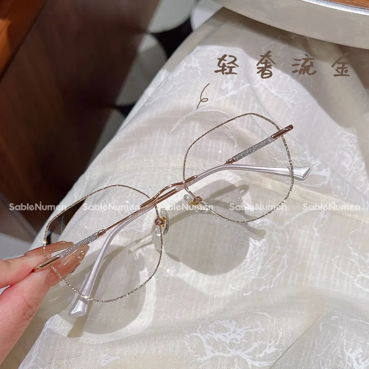 纯欲星闪系列无框眼镜女款气质网红时尚韩版ins多边形定制度数802