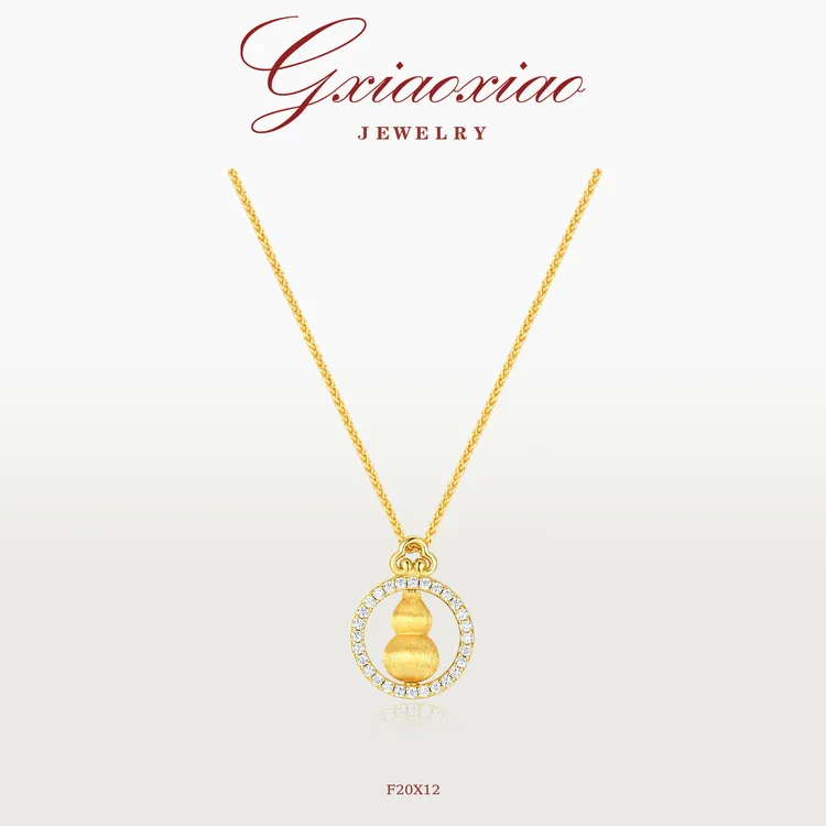 G XIAOXIAO 镀K金 新中式气质高级百搭拉丝葫芦项链 F20X12