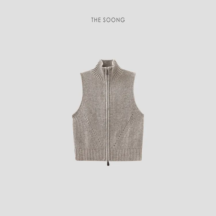 THESOONG|"悦享舒适"牦牛绒羊毛坑条肌理感马甲外套HBMY7217