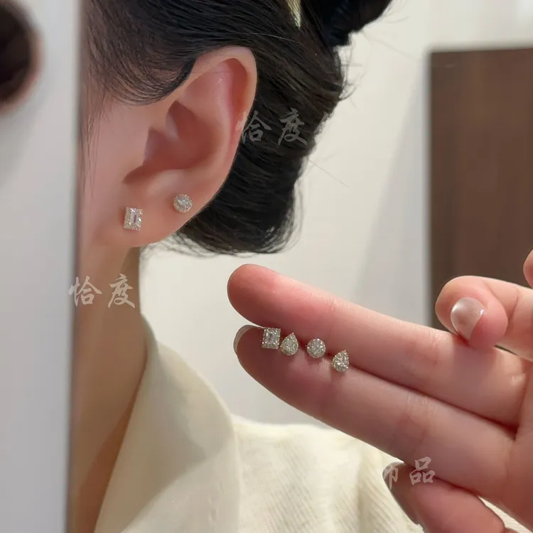 【恰度】精致亮闪几何造型六件套耳钉轻奢百搭