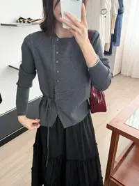 【阿凯自制】8446 韩系设计感温柔风百搭针织上衣（衣长56）