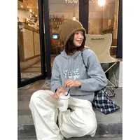 【西西里安】 毛衣拼图~撞色双刺绣设计连帽卫衣版毛织衫