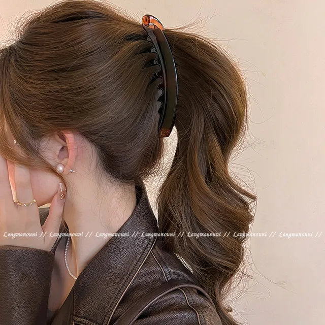 气质香蕉夹女高马尾发夹2025新款后脑勺扁头显发量竖夹无痕高级感