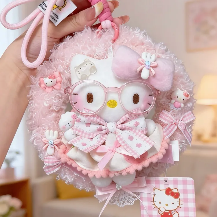 正版hellokitty粉樱花环kt三丽鸥包包挂件惊喜书包送人生日礼物女
