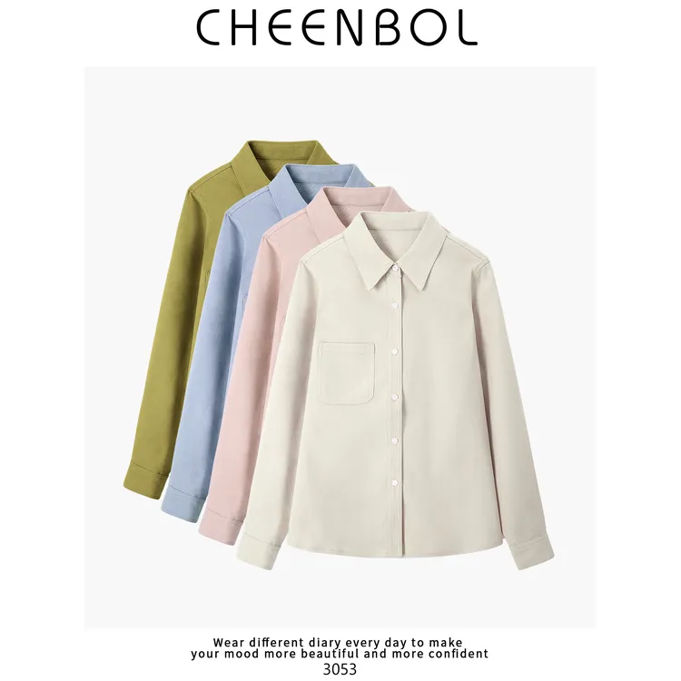 3053磨毛灯芯绒衬衫女秋冬内搭复古港风叠穿衬衣设计感小众加厚