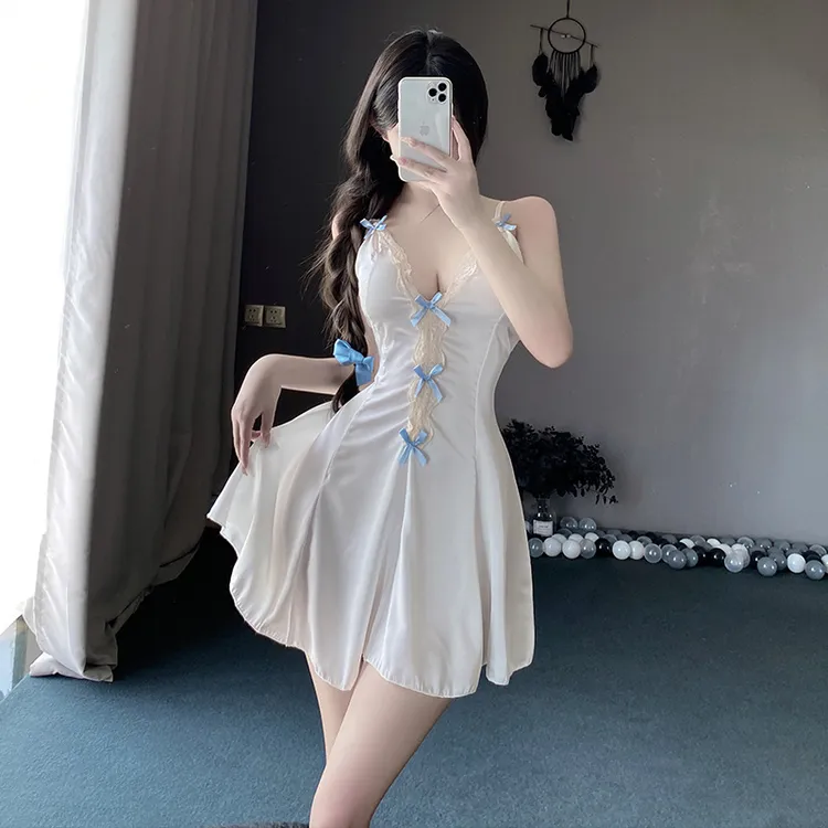 约会薄款女通用成人纯欲性感蕾丝镂空睡裙露背吊带睡裙