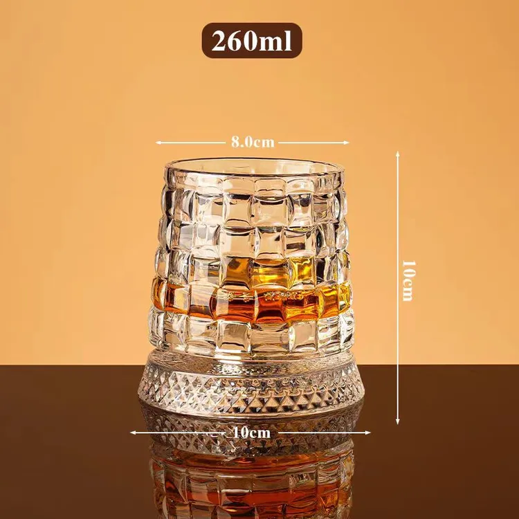 复古浮雕水晶玻璃杯威士忌酒杯高级感转转杯