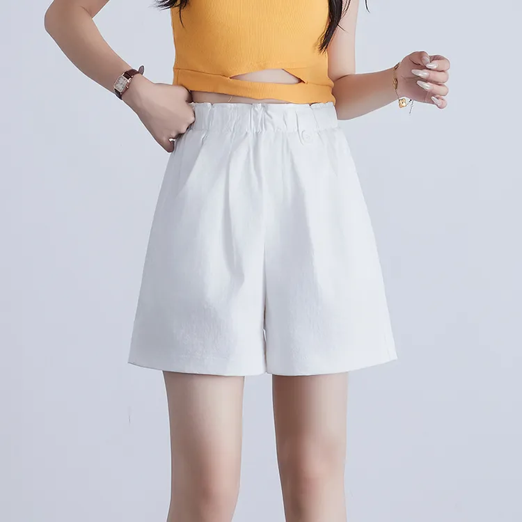 松紧高腰Aa字阔腿短裤女士夏季2025新款显瘦薄款阔腿花苞休闲热裤