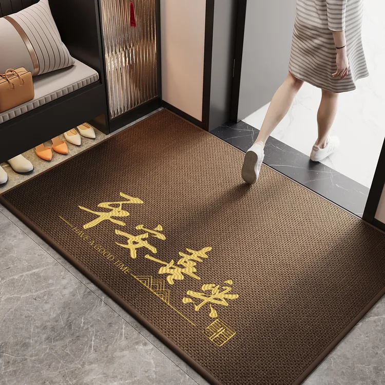 编织入户门地垫玄关大门口进门脚垫子轻奢高级感刺绣防滑除尘地毯