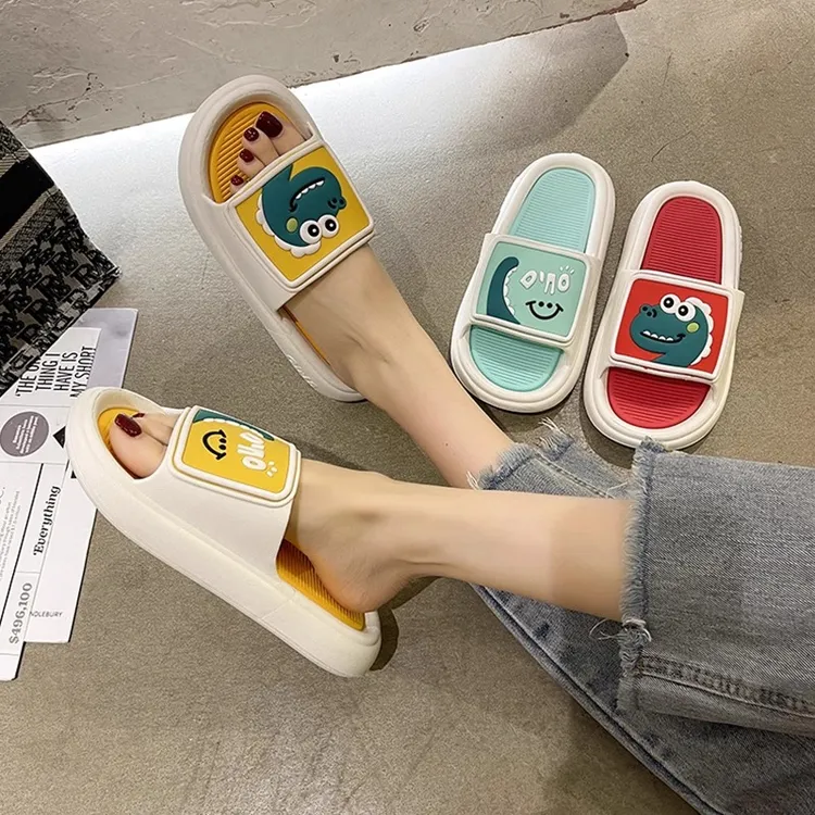 踩屎感凉拖鞋可爱恐龙厚底凉拖女夏季外穿室内居家用防滑软底拖鞋