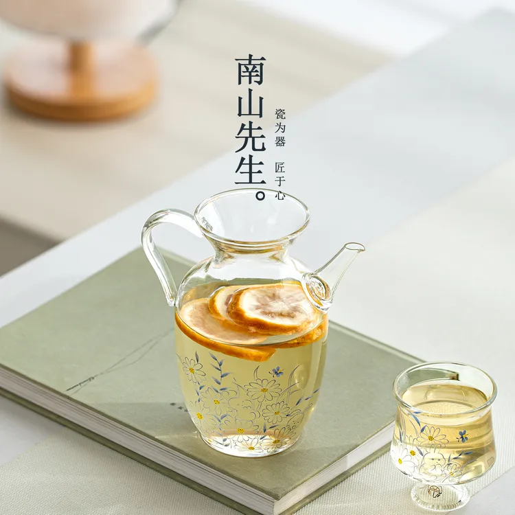 南山先生蓝星仿宋执壶家用泡茶壶茶具耐热高硼硅玻璃透明花茶壶