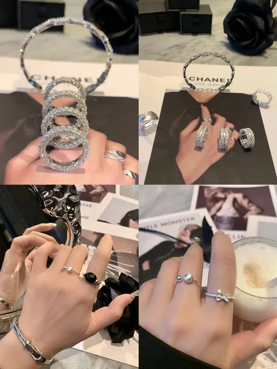 铜合金锆石戒指 时尚ins风戒指环情侣轻奢网红款精致小众简约满钻