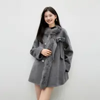 【雪国千金】秋水伊人双面呢大衣2025冬季新款狐狸毛外套M322362