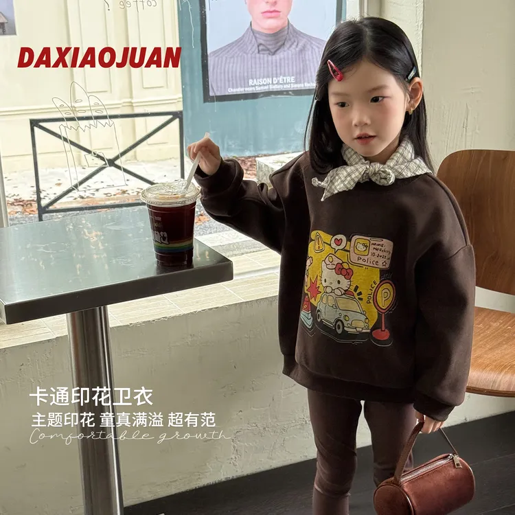 儿童春秋套头可爱卡通印花女童卫衣-52659