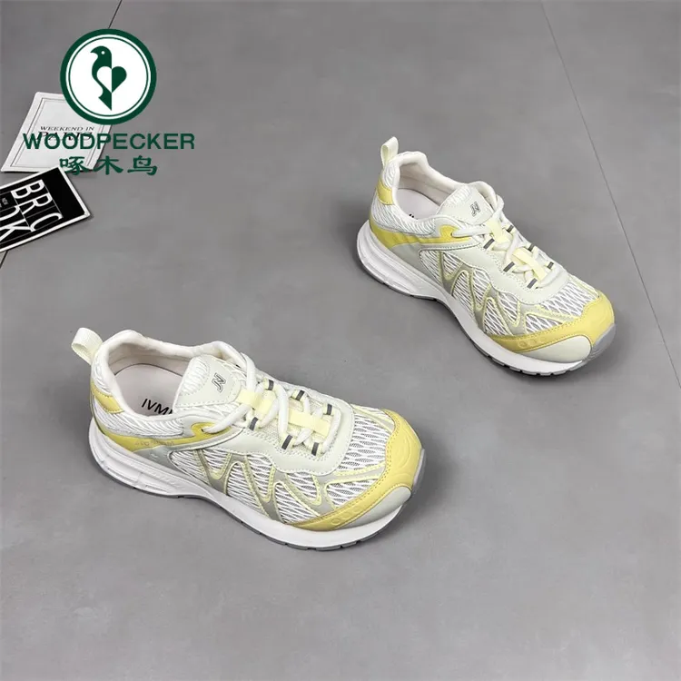 啄木鸟轻便网面透气老爹鞋女2025年夏新款百搭户外登山运动休闲鞋