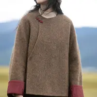 牧衣游原创进口澳毛呢混纺毛呢外套复古文艺毛呢上衣女新款 如西
