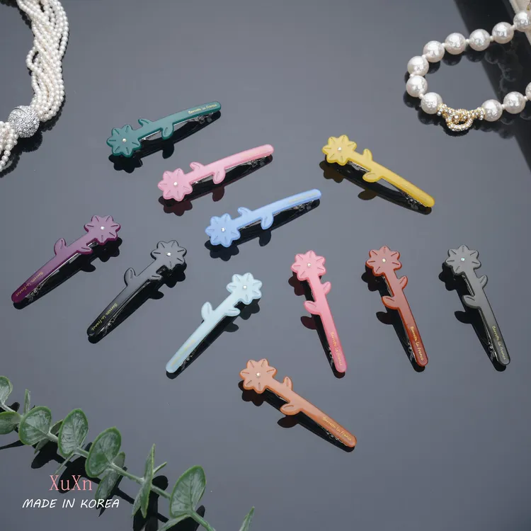 韩国BF小花6.5CM弹簧夹发夹发饰刘海夹ins女团马尾小件饰品头饰