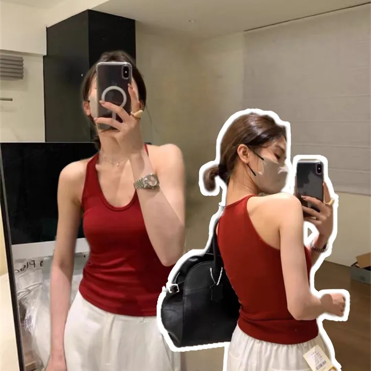 【有运补】【设计款】挂脖法式带胸垫显瘦美背吊带背心女内搭修身辣妹