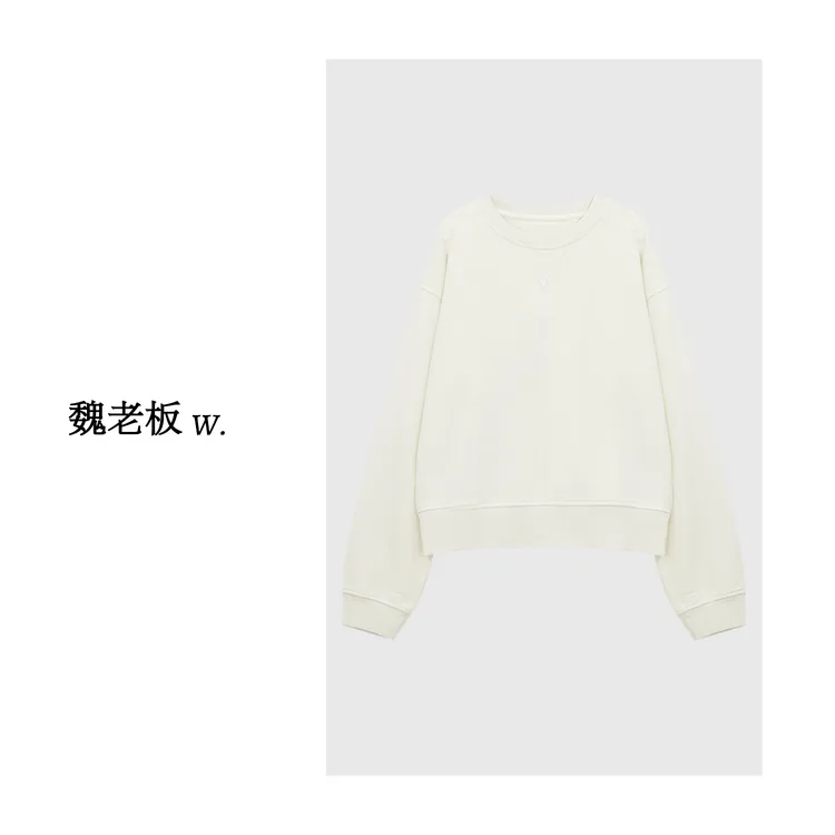 W.Diva【白鸽】春季时尚休闲百搭纯棉圆领宽松显瘦卫衣3T0306413