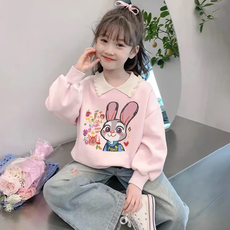 女童纯棉POLO领翻领卫衣 25秋冬小女孩儿童疯狂动物城朱迪长袖T恤