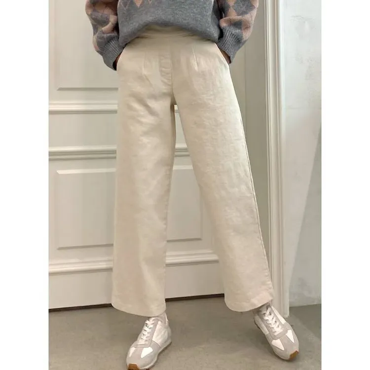 韩国冬季加绒阔腿裤#겨울모던기모