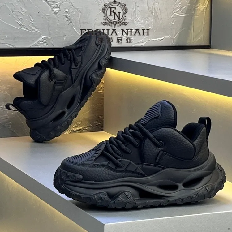 法莎尼亚男鞋秋季新款厚底增高老爹鞋简约大气拼接时尚百搭运动鞋