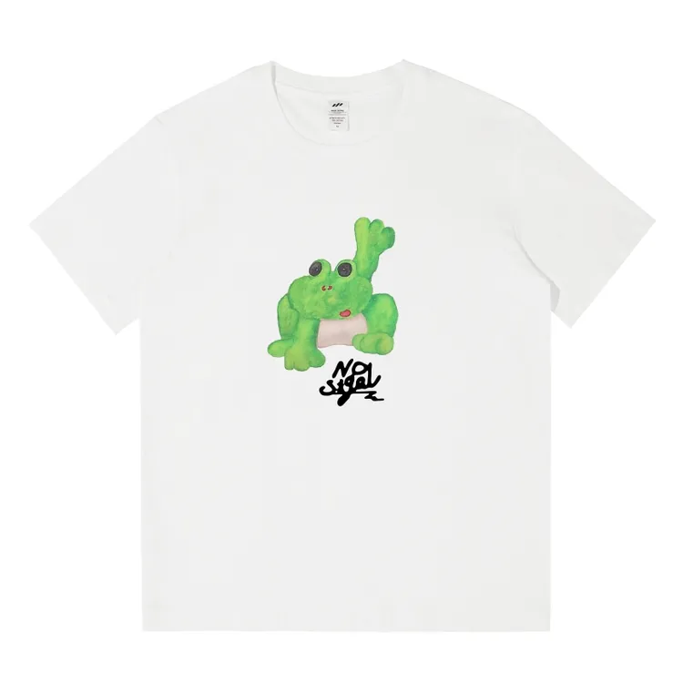 美式hiphop高街ins衣服新款潮牌t恤纯棉240克宽松卡通t恤青蛙印花