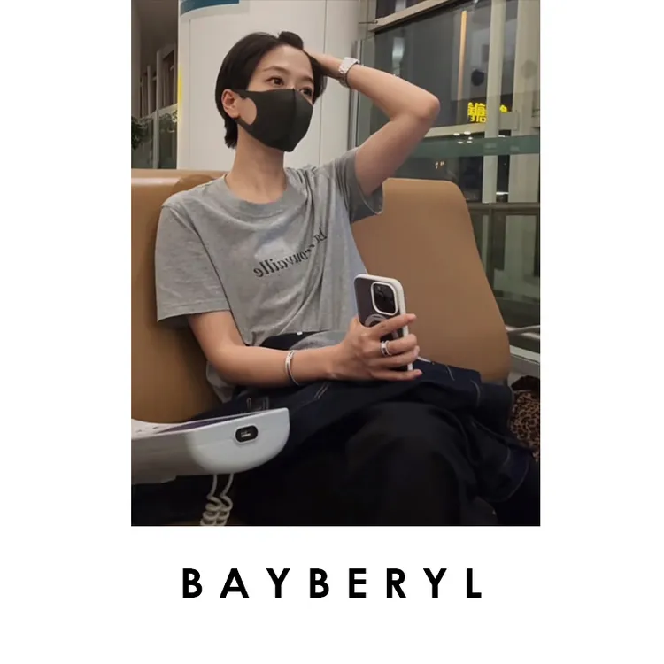 BAYBERYL老贝惊喜法语T*字母经典百搭圆领短袖夏T恤NT5F0905-7/6