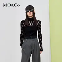 【贤哥专享】MOCO秋堆堆领镂空洞洞修身时尚针织衫MBB3SWT047