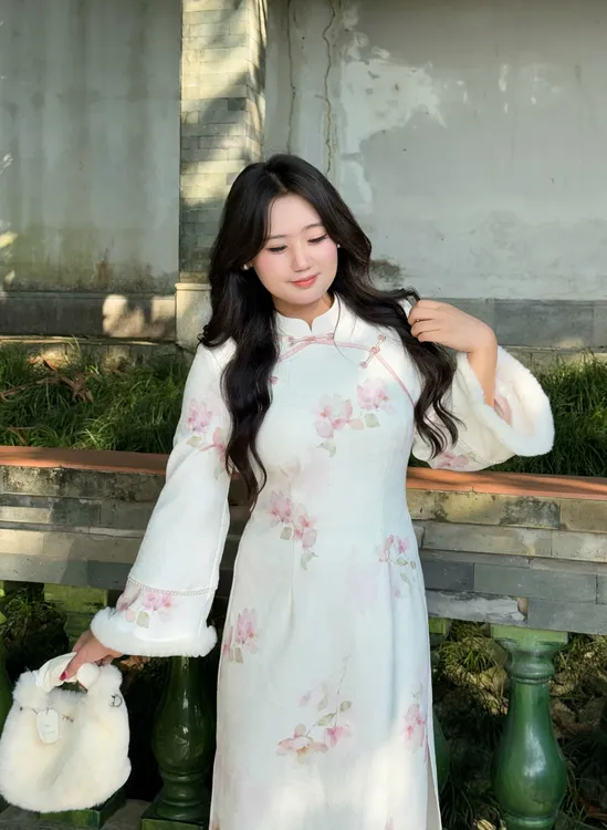 码加加51915胖MM新中式荷花清雅大码针织提花气质时尚旗袍连衣裙