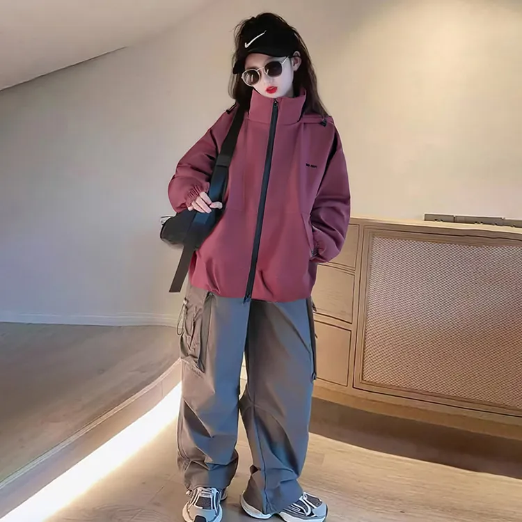 女童工装外套春秋2025秋季新款6-12岁中大儿童休闲洋气韩版冲锋衣