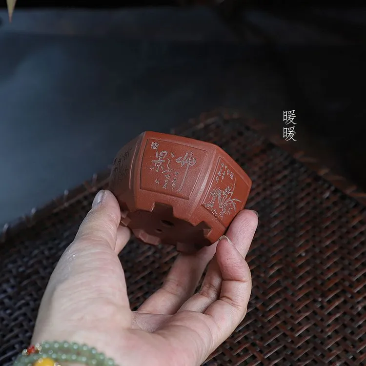 『奎面圆底六方』暖暖精选手工紫砂微型盆绿植盆景苔藓掌中宝