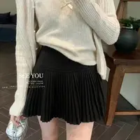 三七1978#呢子细百褶裤裙