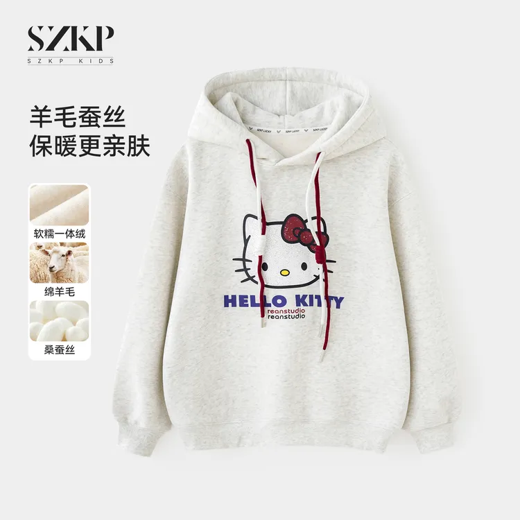 SZKP冬季新款女童装保暖上衣中大童休闲儿童加绒卫衣YNYD556428