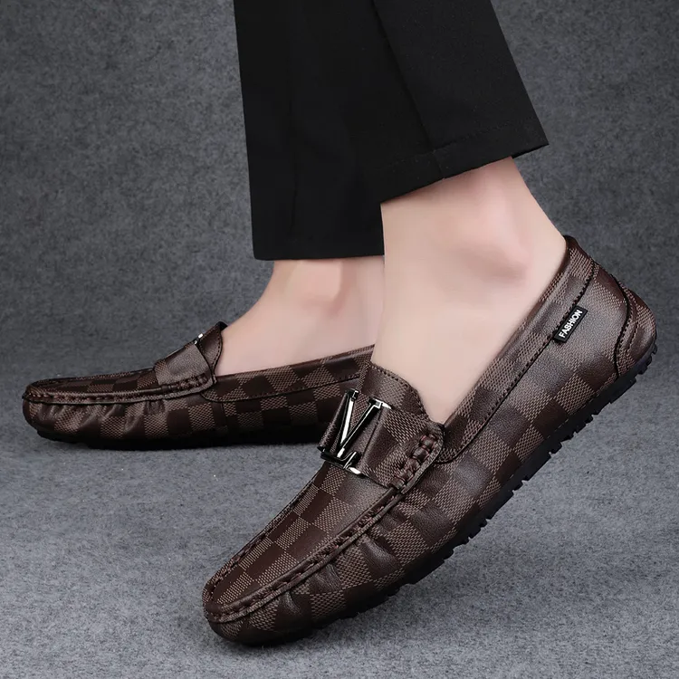 2025夏季新款豆豆鞋男士真皮透气高级感潮流韩版休闲英伦轻奢皮鞋