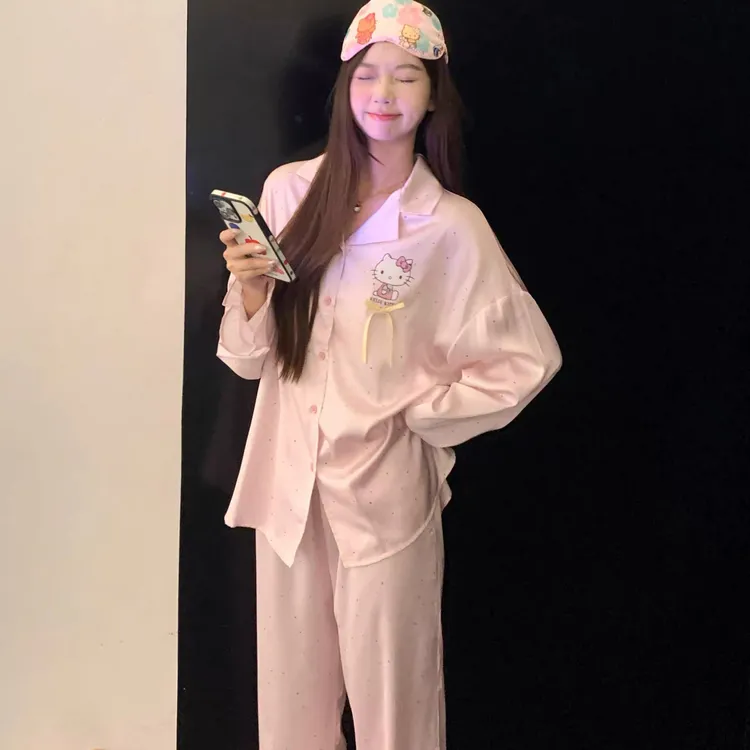 【双长KT猫】加肥加大260斤可穿睡衣女秋季新款冰雪丝柔滑家居服