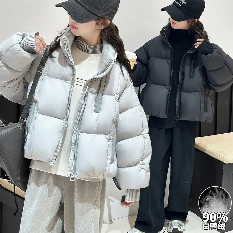 女童短款羽绒服冬季加厚2025新款儿童冬装洋气大童面包服棉服外套