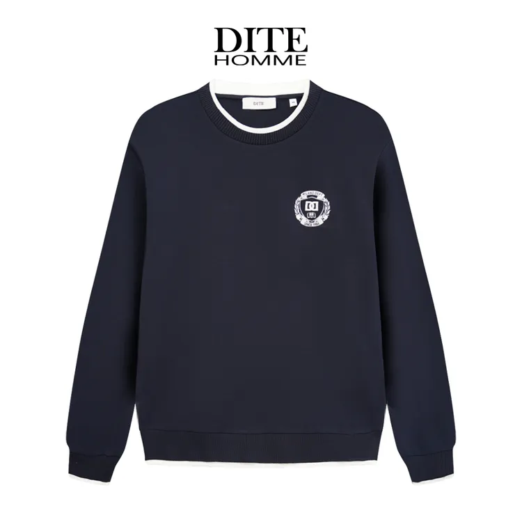 Dite2026秋冬男士字母假两件秋季常规圆领套头卫衣百搭长袖