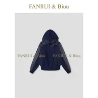 FANRUI/泛芮「暗夜缪斯」羊毛拼皮蕾丝连帽百搭高级感外套女B18430