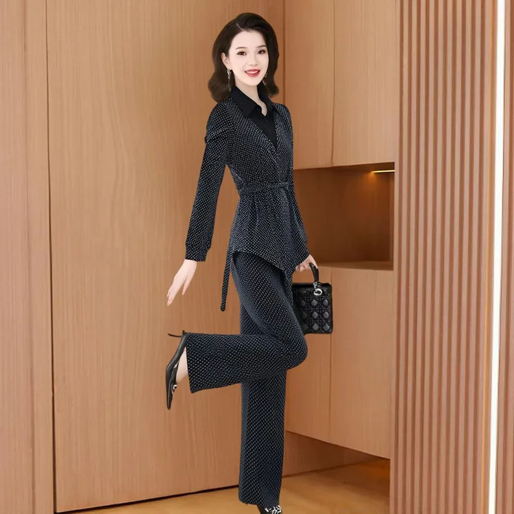 品牌职业休闲显瘦时尚套装女士2025早秋新款气质女神范爆款两件套