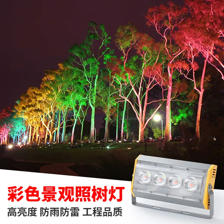 LED户外防水投光灯照明灯四眼50W庭院工厂房外墙广告聚光射灯