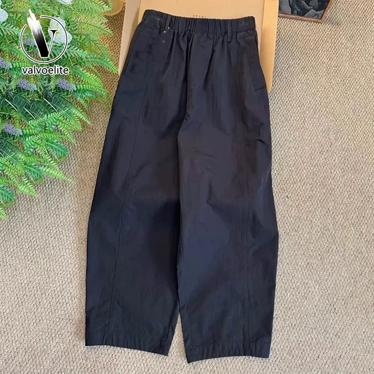 VALVOELITE时尚爆款黑色速干裤女夏季松紧腰显瘦小个子九分萝卜裤