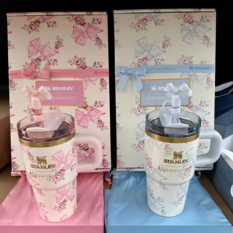 史丹利Loveshackfancy联名款不锈钢冰霸杯礼盒装保温保冷吸管水杯