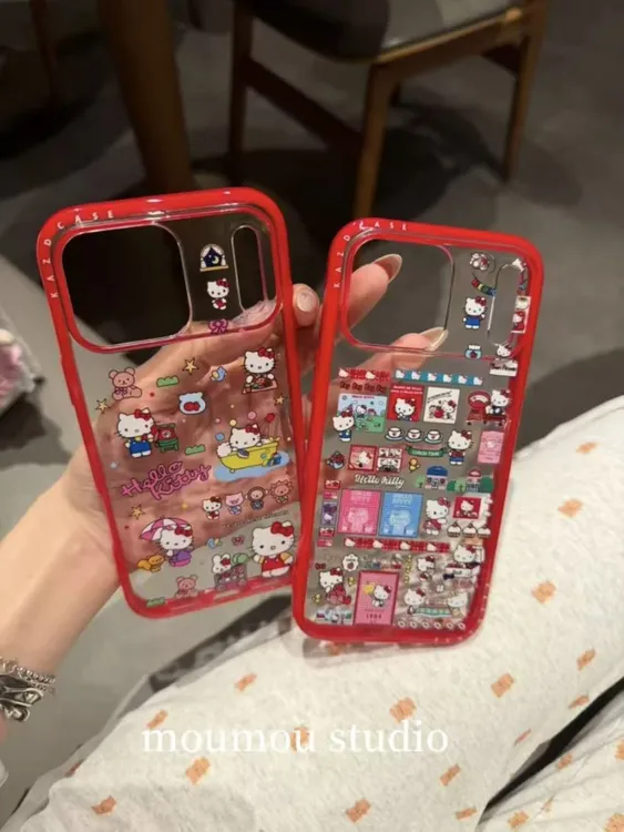 ins可爱满屏kt猫咪插画手机壳适用苹果17promax/16防摔可爱透明