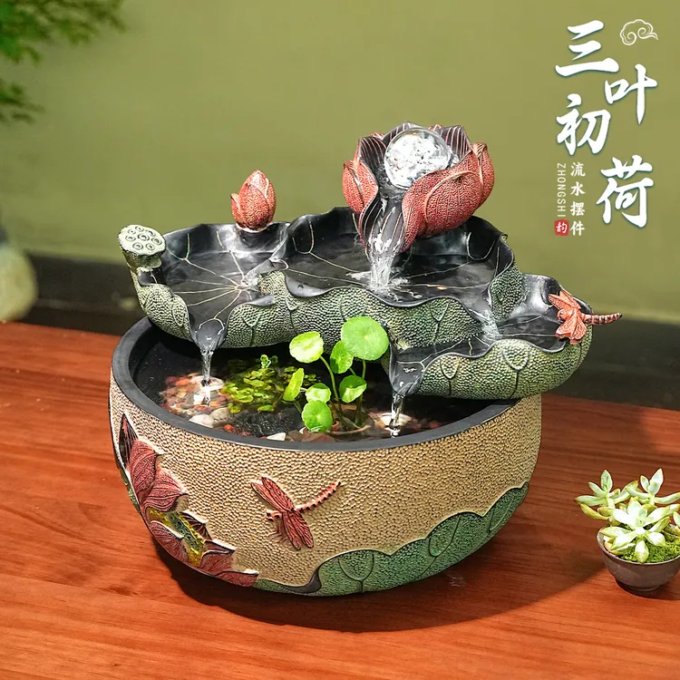 流水摆件循环水招财客厅喷泉家用水景玄关风水球办公室桌面小鱼缸