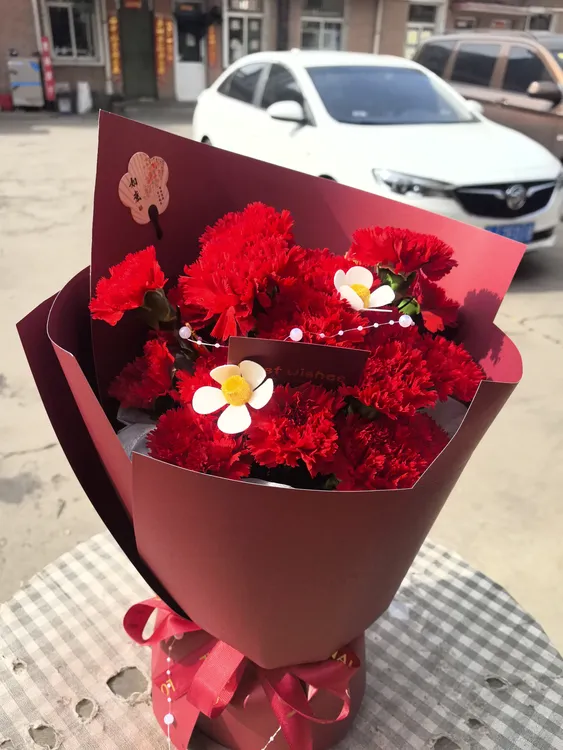 19朵红康乃馨花束长辈朋友爱人介休市区可下单配送