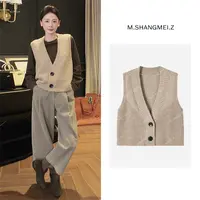 M.SHANGMEI.Z/沐熙【沐阳暖褂】美大哥针织绵羊毛马甲毛衣X11AM107