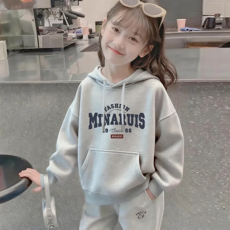 女童2025学院风连帽卫衣秋季新款洋气女孩中大童纯棉带帽长袖上衣