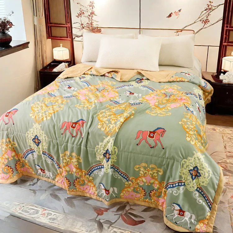 厂家直供新款机洗水洗印花单双人夏被空调被夏凉被源头工厂